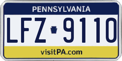 PA license plate LFZ9110
