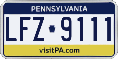 PA license plate LFZ9111