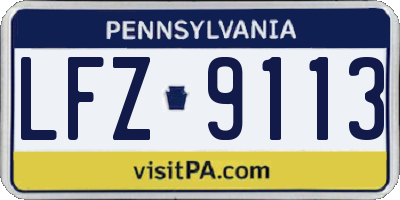 PA license plate LFZ9113