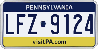 PA license plate LFZ9124