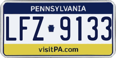 PA license plate LFZ9133