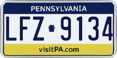PA license plate LFZ9134