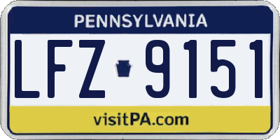 PA license plate LFZ9151