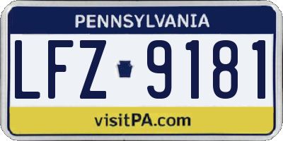 PA license plate LFZ9181