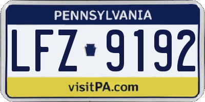 PA license plate LFZ9192