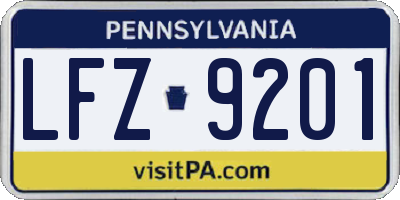 PA license plate LFZ9201