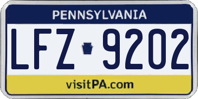 PA license plate LFZ9202