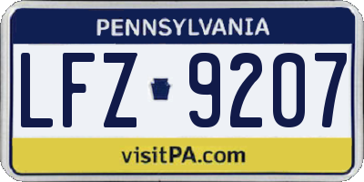 PA license plate LFZ9207