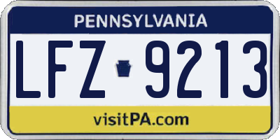 PA license plate LFZ9213