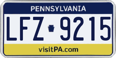 PA license plate LFZ9215
