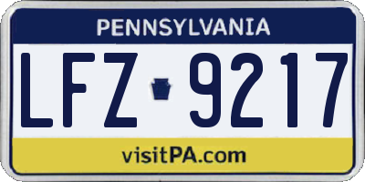 PA license plate LFZ9217