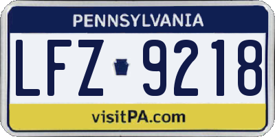 PA license plate LFZ9218