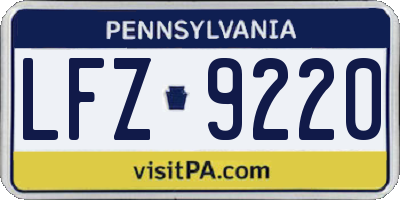 PA license plate LFZ9220