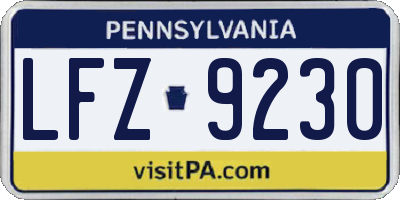 PA license plate LFZ9230