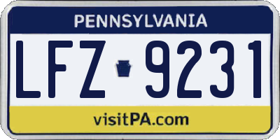 PA license plate LFZ9231