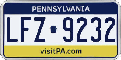 PA license plate LFZ9232