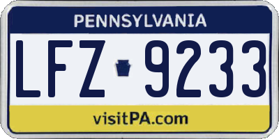 PA license plate LFZ9233