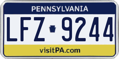PA license plate LFZ9244
