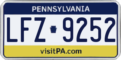 PA license plate LFZ9252