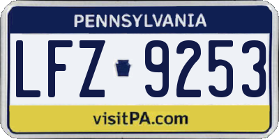 PA license plate LFZ9253
