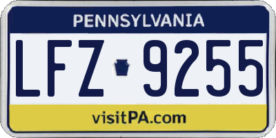 PA license plate LFZ9255