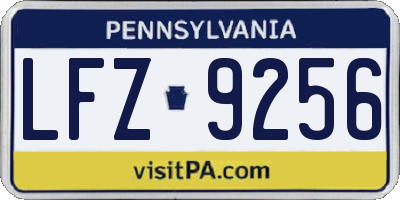 PA license plate LFZ9256