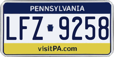PA license plate LFZ9258