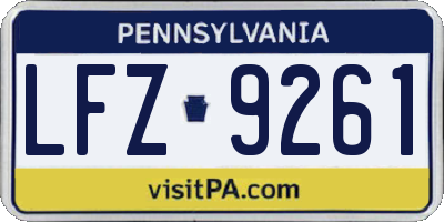 PA license plate LFZ9261