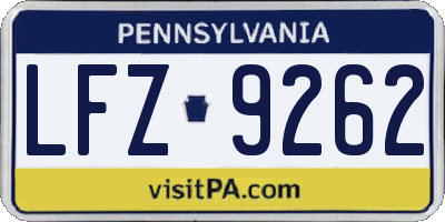 PA license plate LFZ9262