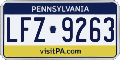 PA license plate LFZ9263