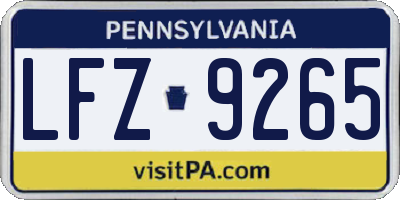 PA license plate LFZ9265