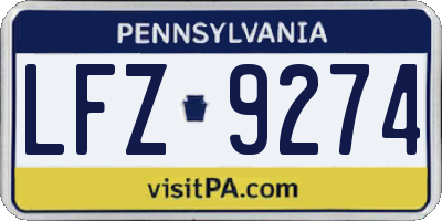 PA license plate LFZ9274
