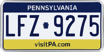 PA license plate LFZ9275