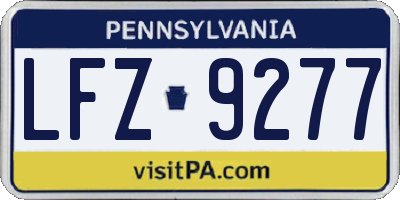 PA license plate LFZ9277