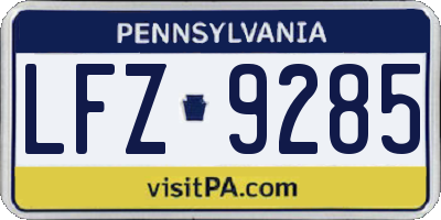 PA license plate LFZ9285
