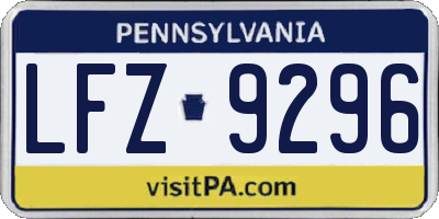 PA license plate LFZ9296