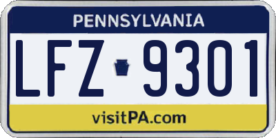 PA license plate LFZ9301