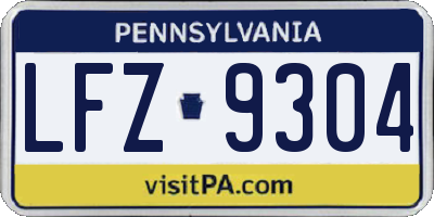PA license plate LFZ9304