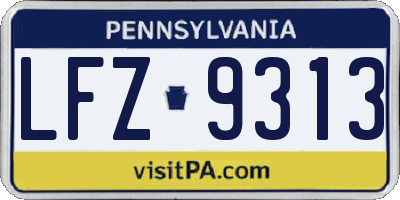 PA license plate LFZ9313
