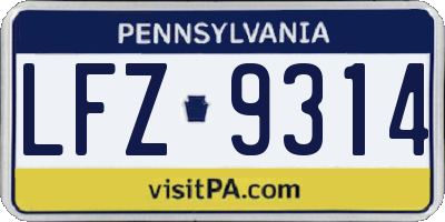 PA license plate LFZ9314