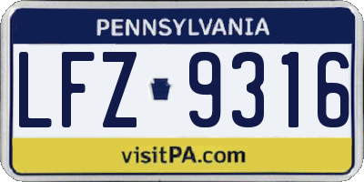 PA license plate LFZ9316