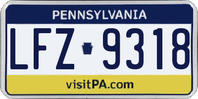 PA license plate LFZ9318