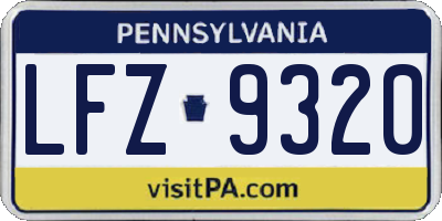 PA license plate LFZ9320