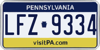 PA license plate LFZ9334