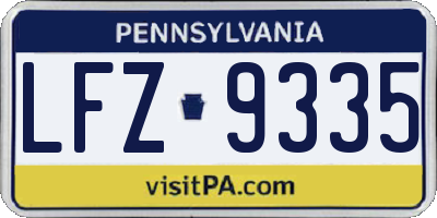 PA license plate LFZ9335
