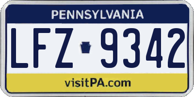 PA license plate LFZ9342
