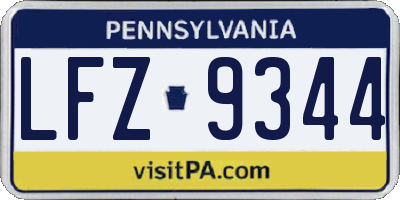PA license plate LFZ9344