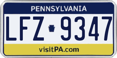 PA license plate LFZ9347