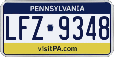 PA license plate LFZ9348