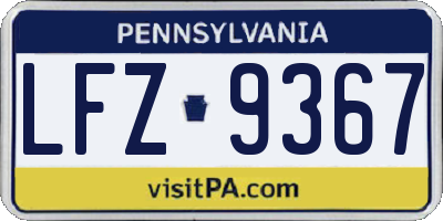 PA license plate LFZ9367